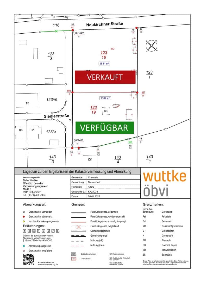 2022 01 26 Chemnitz Stelzendorf Siedlerstrasse Abmarkungsplan 1